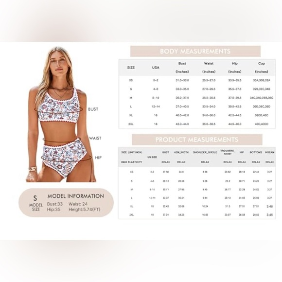 Women’s Bikini Blue Floral Whip Stitch 2 Piece
High Waisted Scoop Bathing Suits - Picture 6 of 9